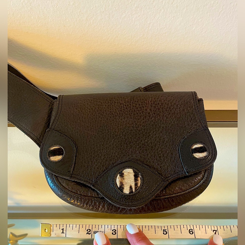 Vintage*** waist sling black cowhide leather